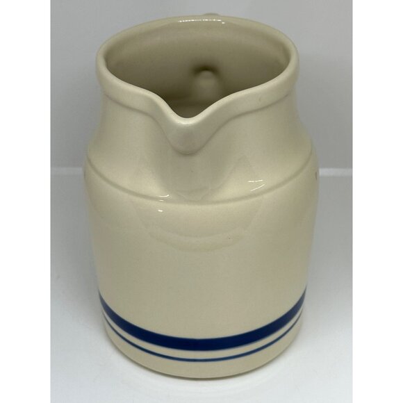 VTG ROSEVILLE POTTERY Creamer FRIENDSHIP Pitcher BLUE Stripe 6.5" Ohio USA Made - Picture 4 of 9